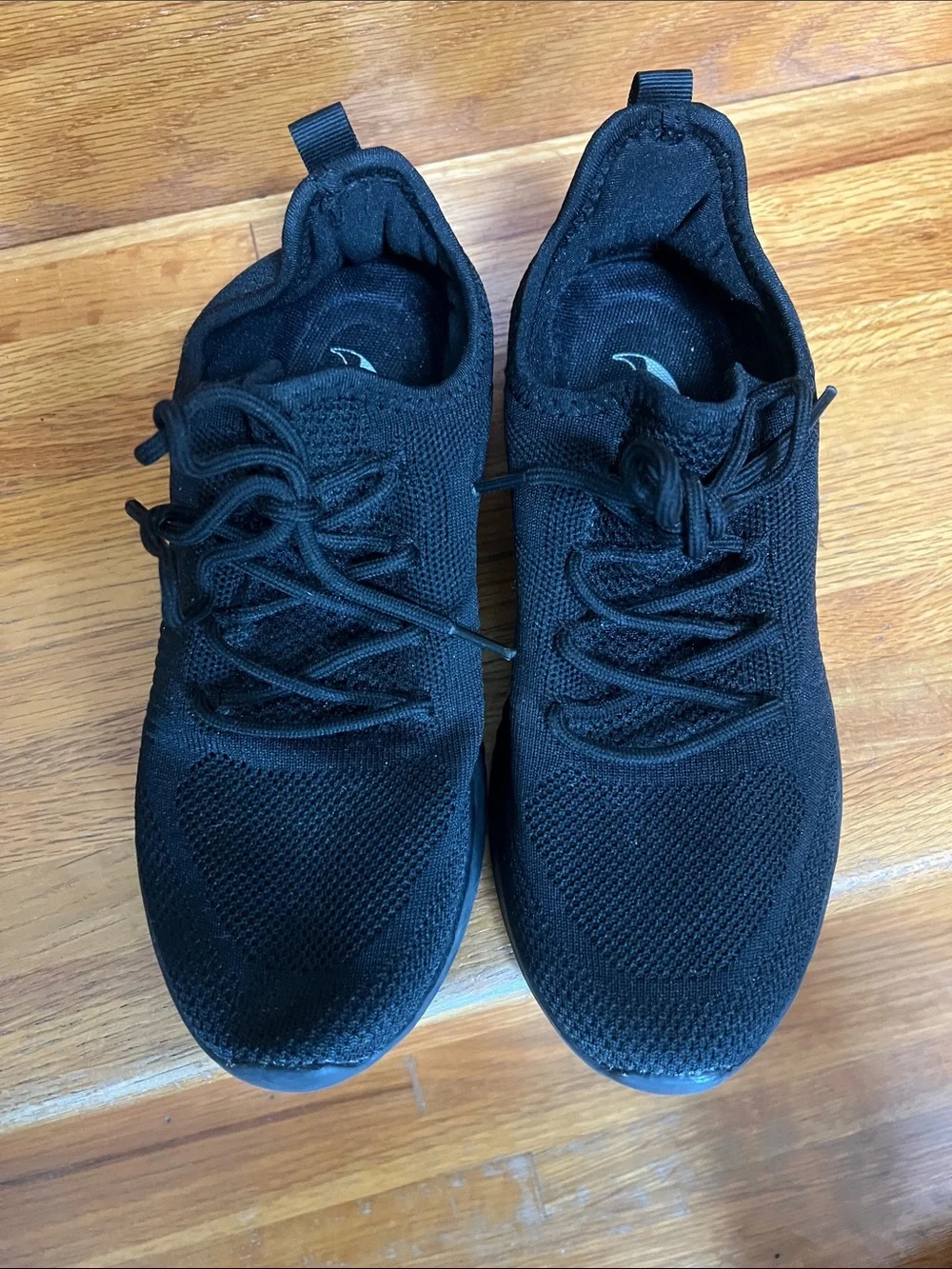 Women’s Black Knit Lace-Up Sneakers